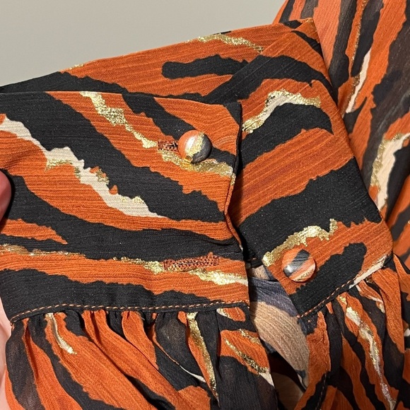 Angeleye Zebra Print High Neck Chiffon Blouse - Picture 6 of 13